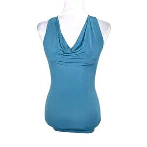 Hot Kiss Sexy Ruched Back Teal Halter Top Size S
